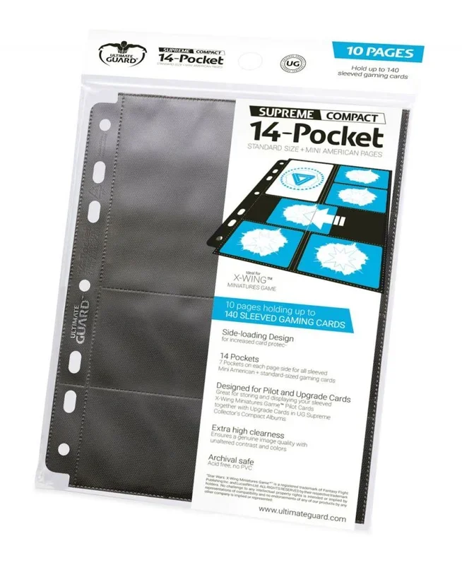 10 Pack Ultimate Guard Black 14 Pocket Standard Size + Mini American Compact Pages Card Storage Binder Portfolio Pages