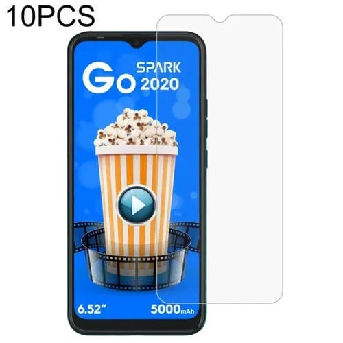 10 PCs Película Vidrio Templado Tecno Spark Go 2020 0.26mm 9H 2.5D