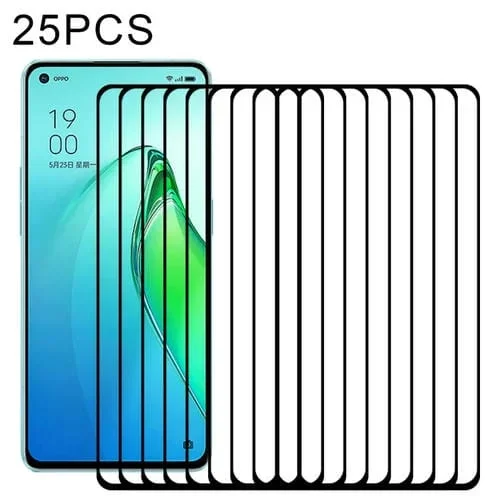 25 PCs Pegamento Completo Protector de Pantalla Película de Vidrio Templado para Oppo Reno8 Pro