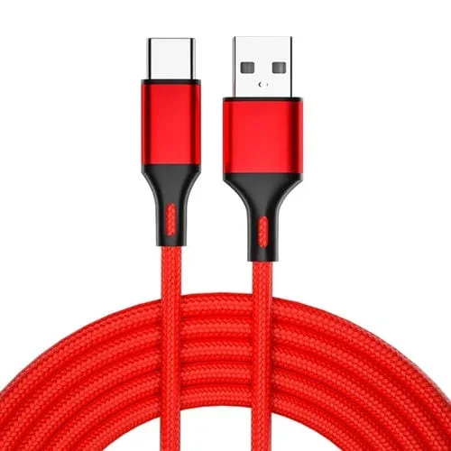 4 Pcs Cable USB-C a USB Tipo-C 2.4A Carga Rápida Sync Datos 2M (Rojo)