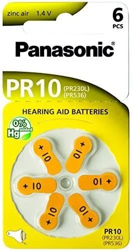‘Hearing Aid’ Baterías PR10 Panasonic Zinc Aire x 6