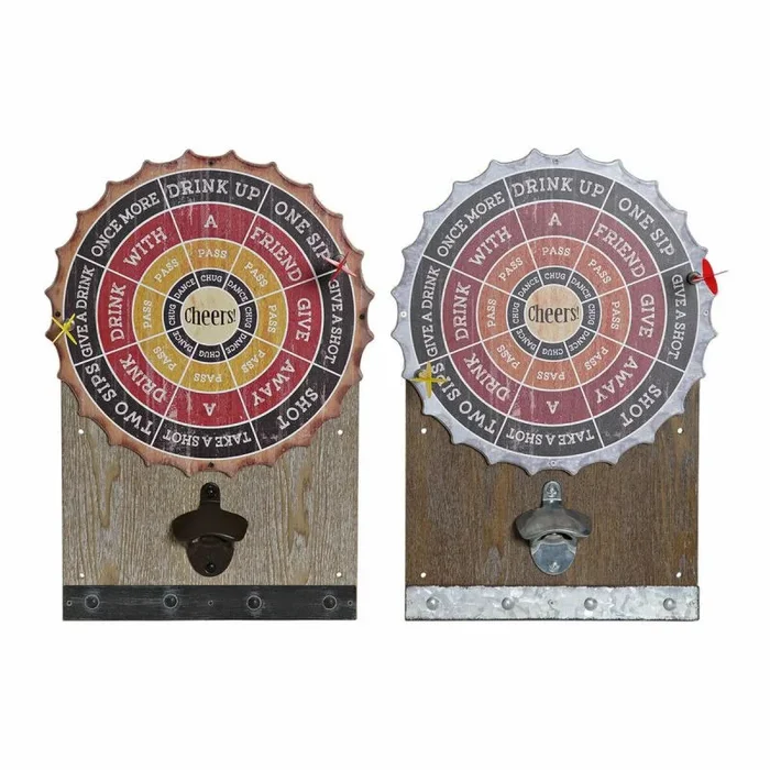 Abrebotellas dkd home decor marrón multicolor hierro plástico madera mdf 27,5 x 4 x 40 cm