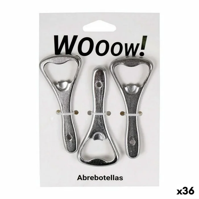 Abrebotellas wooow plateado set 3 piezas (36 unidades)