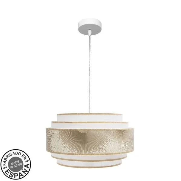 ABRILA Colgante 3 Luces Nepal Blanco Con Pantalla Decorativa
