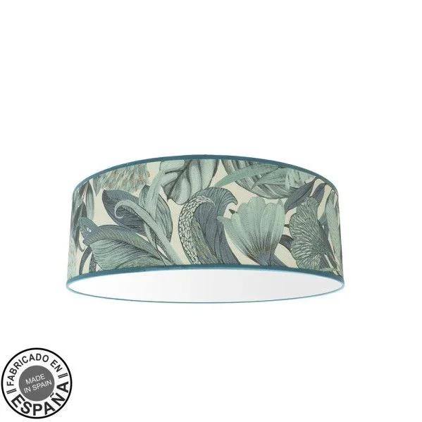 ABRILA Plafon Con Pantalla Modelo Argel Azul Con Diseño Hojas