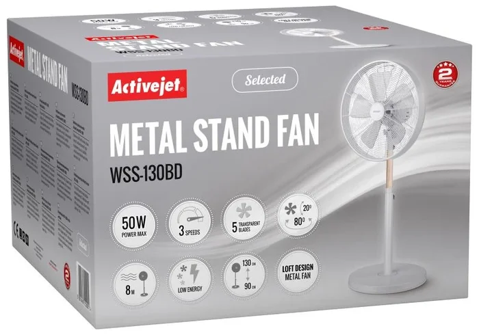 Activejet Selected WSS-130BD ventilador Transparente, Blanco, Madera