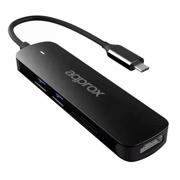 Adaptador 5 en 1 usb-c approx appc45 2xusb 3.0 5gbps 1xhdmi 4k/30hz lector de tarjetas sd/micro sd