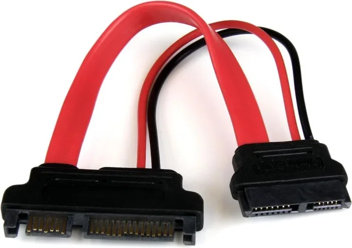 Adaptador Cable SATA 15cm Slimline Línea Delgada a SATA con Alimentación Corriente – Hembra a Macho