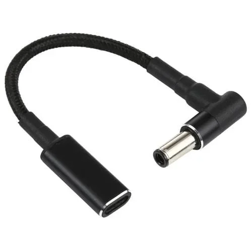 Adaptador Cable Trenzado de Nylon PD 100W 18.5-20V 6.0 x 0.6mm Codo a USB-C / Tipo-C