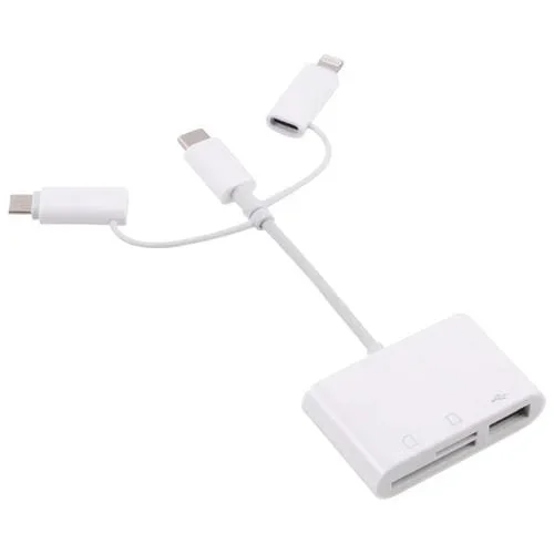 Adaptador cámara Nk 103T 8 Pin + Usb-C + Micro Usb a Usb + Sd Tf Card