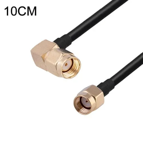 Adaptador Coaxial Codo Macho RP-SMA a Cable RG174 Macho RP-SMA, Longitud 10 cm