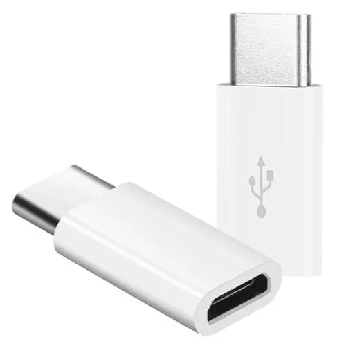 Adaptador Convertidor Usb-C 3.1 Macho a Micro Usb Hembra 3 cm y 2,5 cm (Blanco)