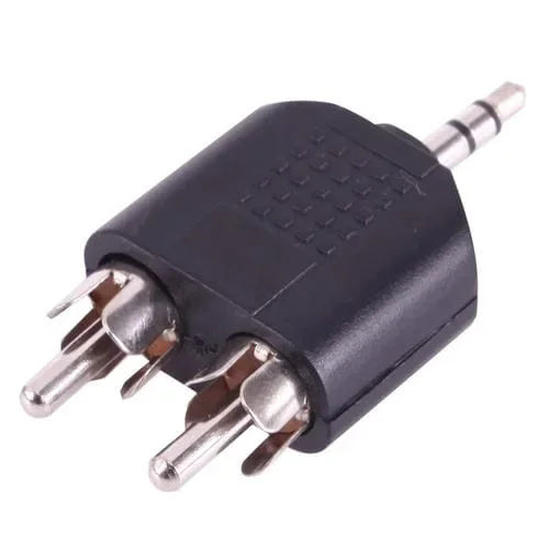 Adaptador de Audio 2 RCA Macho a Conector Macho 3,5mm (Negro)