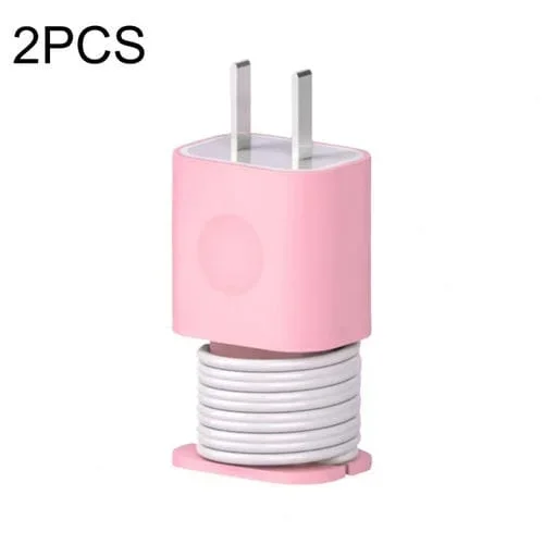 Adaptador de corriente para iPhone 11/12 18W y 20W + funda protectora + organizador de cable (Rosa) 2 piezas