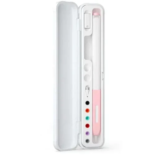 Adaptador de Pluma Capacitiva para Apple Pencil 1/2 Caja de Almacenamiento de Accesorios (Crescent White)