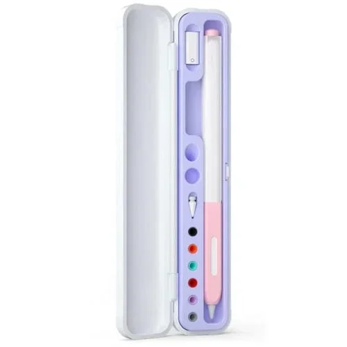 Adaptador de Pluma para Apple Pencil 1/2 Caja de Almacenamiento de Accesorios (Púrpura Lavanda)