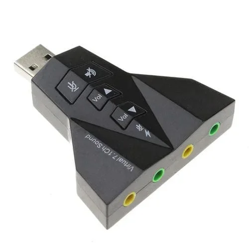 Adaptador de Sonido USB 2.1 Canales con Micrófono USB Doble y Auricular Doble USB (Negro)