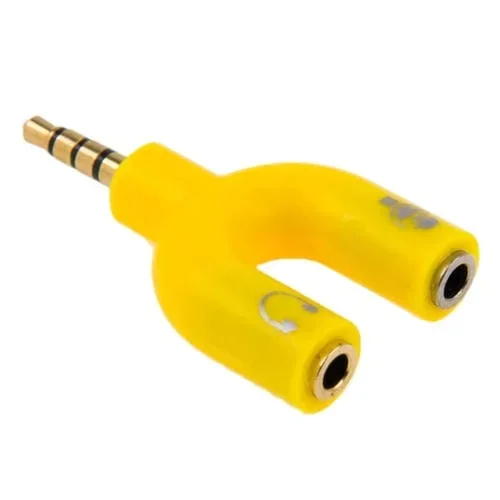 Adaptador Divisor Estéreo Macho 3,5mm a Auriculares y Micrófono Hembra 3,5mm (Amarillo)