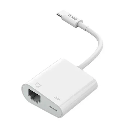 Adaptador Enkay Hat-Prince 2 en 1 Tipo-C Macho a Hembra Tipo-C y Red Lan Ethernet RJ45