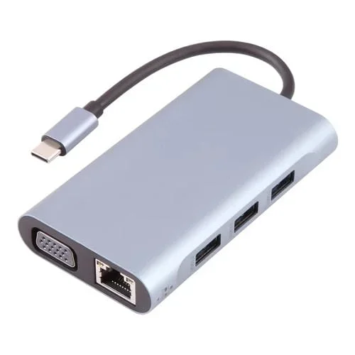 Adaptador Hub USB 7 en 1 Byl-2111U3 USB-C / Type-C Estación de Acoplamiento (Plata)