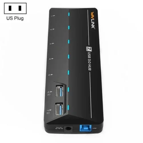 Adaptador Hub USB3.0 Wavlink Wl-Uh3073D Estación de Acoplamiento 7 Puertos con Interruptor Individual (Enchufe de EE.UU)