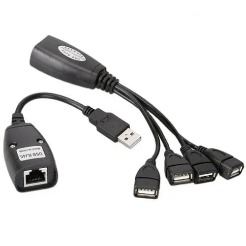 Adaptador USB 2.0 RJ45 a 4 Extensor de Ethernet Cat5 Cat5E Cat6 Repetidor de Cable de Extensión LAN