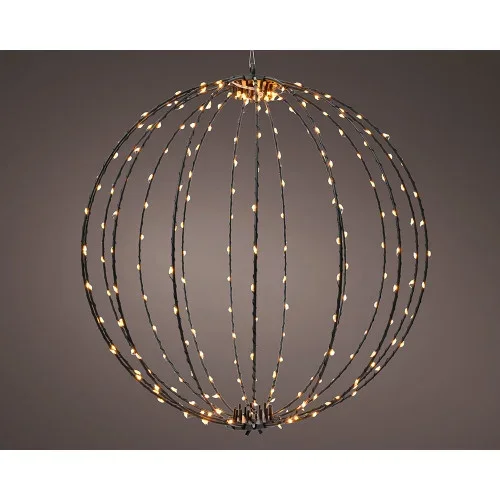 Adorno led colgante bola, de marco metálico negro, ø38cm.