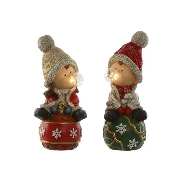 Adorno navideño home esprit blanco rojo verde 20,5 x 23 x 51 cm (2 unidades)