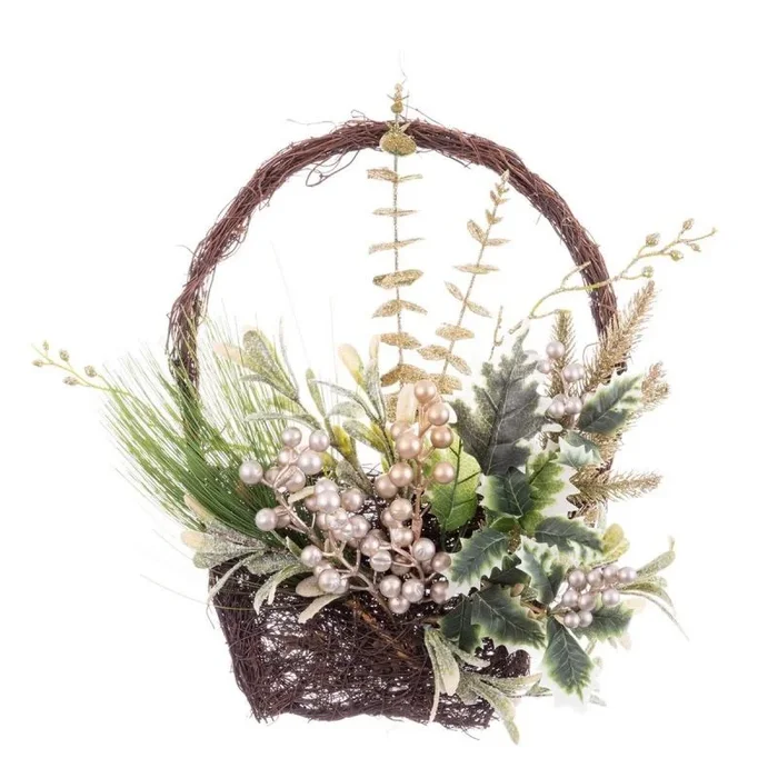 Adorno navideño multicolor champán ratán plástico 34 cm