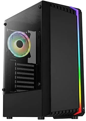 Aerocool Bionic RGB ATX Mid Tower Case, Tempered Glass Side Panel + 1x 12cm RGB Fan, Black