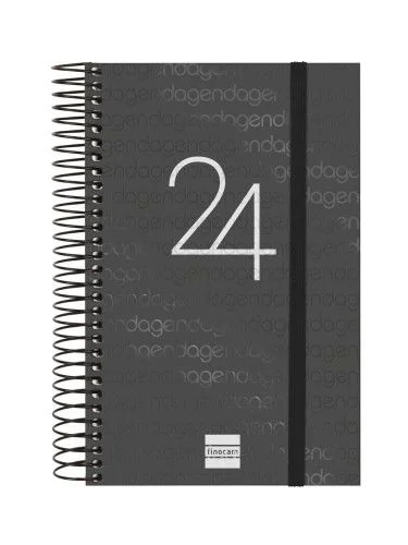 Agenda 2024 year e5 dia pagina negro finocam 741096024
