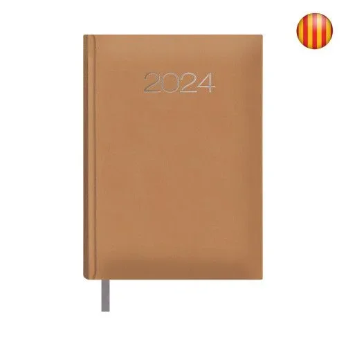 Agenda Anual 2023 – Día por Página – Sábado y Domingo misma Página – Tamaño 14 x 20 cm – Modelo Lisboa Catalán – Color Cámel – Dohe