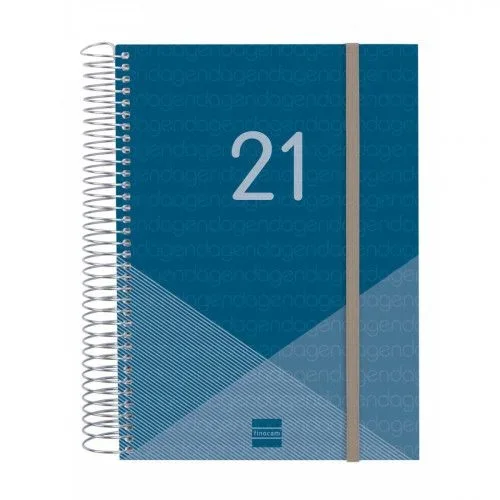 Agenda espiral year e10 1 día página 2021 azul finocam