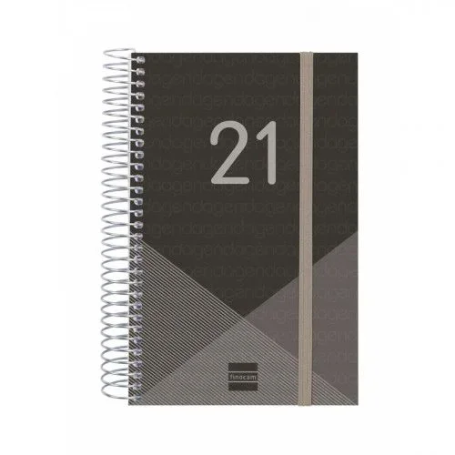 Agenda espiral year e5 1 día página 2021 negro finocam