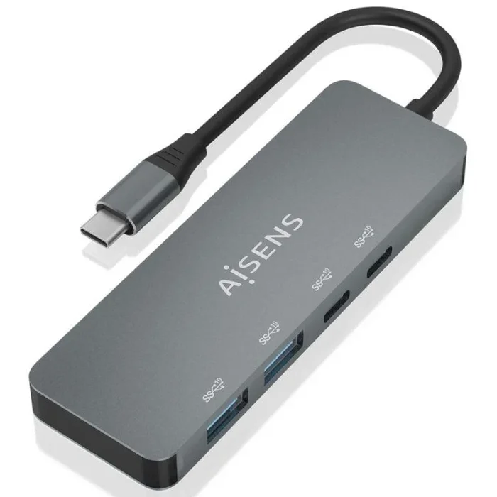 AISENS – A109-0694 – Hub USB 3.2 Gen2 10G USB-C, USB-C/M-2XUSB-C/H-2XUSB-A/H, Gris, 15Cm