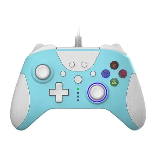 Ajazz Ag110 Gamepad de Detección de Vibración con Cable para Xbox, Longitud del Cable: 2M (Azul Blanco)