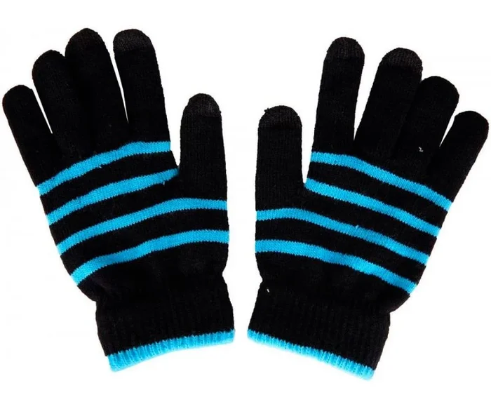 Akashi guantes táctiles unisex talla grande negro y azul especiales para pantallas