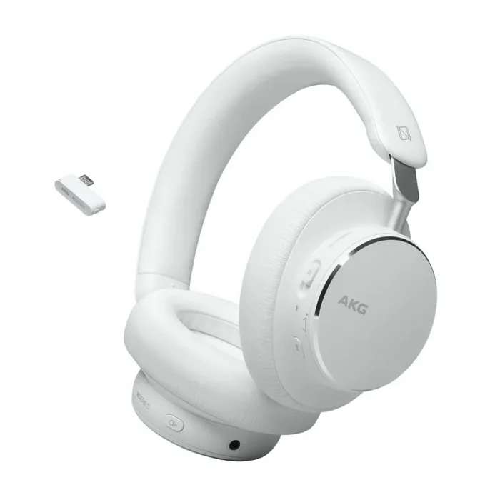 AKG N9 Hybrid Over-Ear Auriculares – Sonido Inalámbrico Cristalino, Cancelación de Ruido Adaptativa, Calidad de Llamadas Certificada por Zoom, 100h de Batería, Bluetooth, USB-C, Blanco