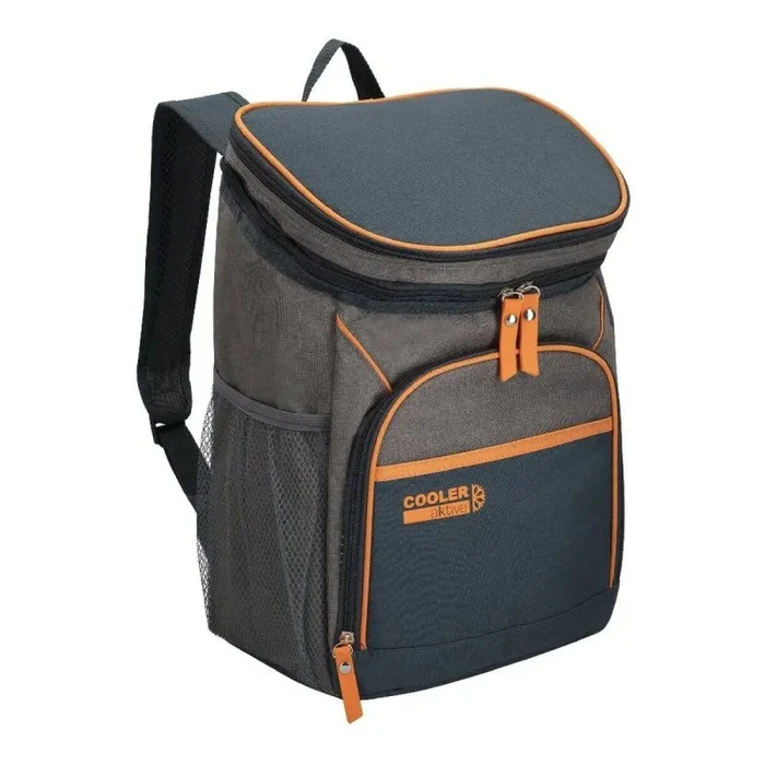 AKTIVE Nevera blanda, Mochila térmica 15L para Playa o Camping, 2 Compartimentos Independientes, Bolsillo Frontal y Laterales de Red, Interior PEVA Aislante, 26x20x35 cm (80790)