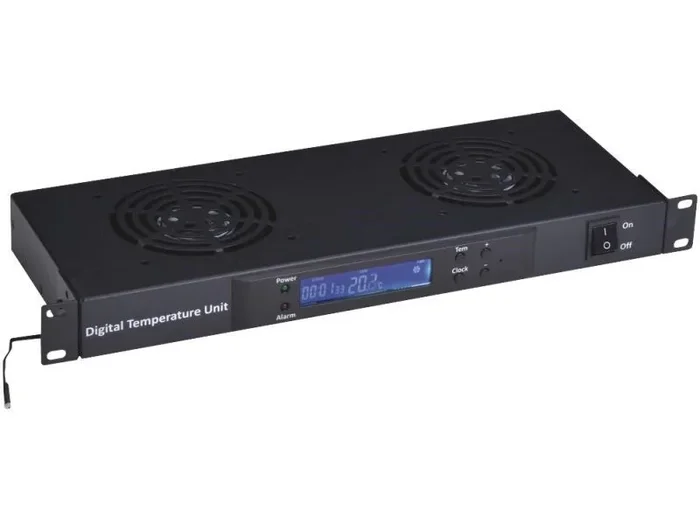 Alantec sa-f-1u-4-t2-c panel de ventilación con pantalla digital 19″ 1u, 2 ventiladores, negro