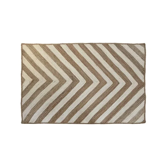 Alfombra dkd home decor scandi blanco marrón claro jute (120 x 180 x 1 cm)