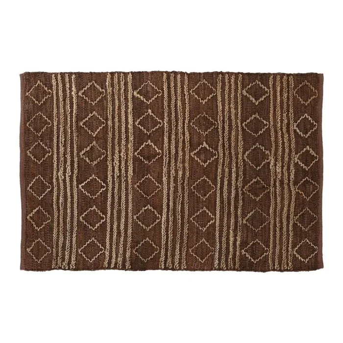 Alfombra home esprit marrón rombos 120 x 180 x 1 cm