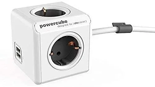 Allocacoc Power Cube 4 + 2 usb 1, 5 m de cable, 1 pieza, 47529, gris oscuro