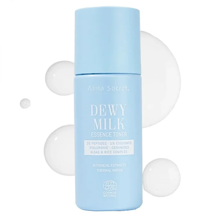 ALMA SECRET | Dewy Milk Essence Toner – Tónico esencia hidratante oil free de textura lechosa con Exosomas, Péptidos, Arroz y Ceramidas – Piel jugosa, calmada y con efecto glass skin – 125 ml