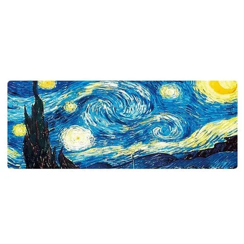 Almohadilla de Ratón Bloqueada Am002 300x800x5mm Escritorio Goma Pintura al Óleo (Cielo Estrellado)