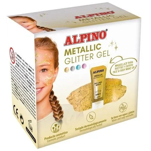Alpino gel con purpurina metallic glitter caja 6u oro