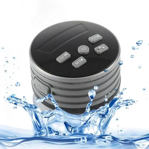Altavoz portátil F08 Bluetooth caja de sonido alta fidelidad radio FM soporte impermeable IPX7 luz LED (Negro)