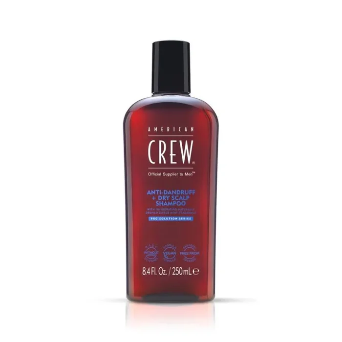 American Crew — Anti-Dandruff + Dry Scalp Shampoo, Champú Anti Caspa para Hombres, Alivia la Picazón, Previene la Caspa, Hidrata y Refresca el Cabello, 250 ml