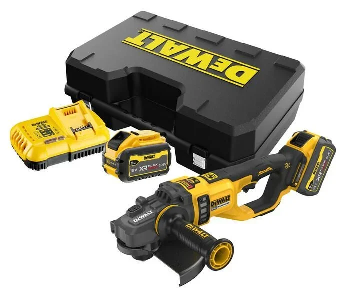 Amoladora Angular DEWALT 54V FlexVolt DCG460X2, 230mm, 2×9.0Ah, Alta Potencia, Diseño Ergonómico, Ideal para Cortes y Desbastes Profesionales en Materiales Duros