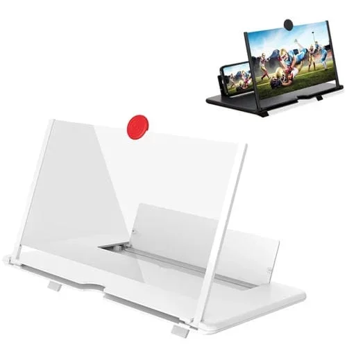 Amplificador de Pantalla de Teléfono Móvil 3D Ultra Claro con Soporte Extraíble de 10 Pulgadas (Blanco)